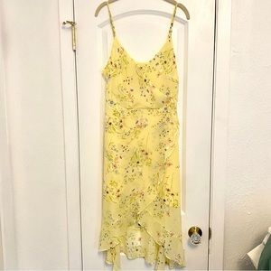 LOFT Yellow Floral Wrap Dress